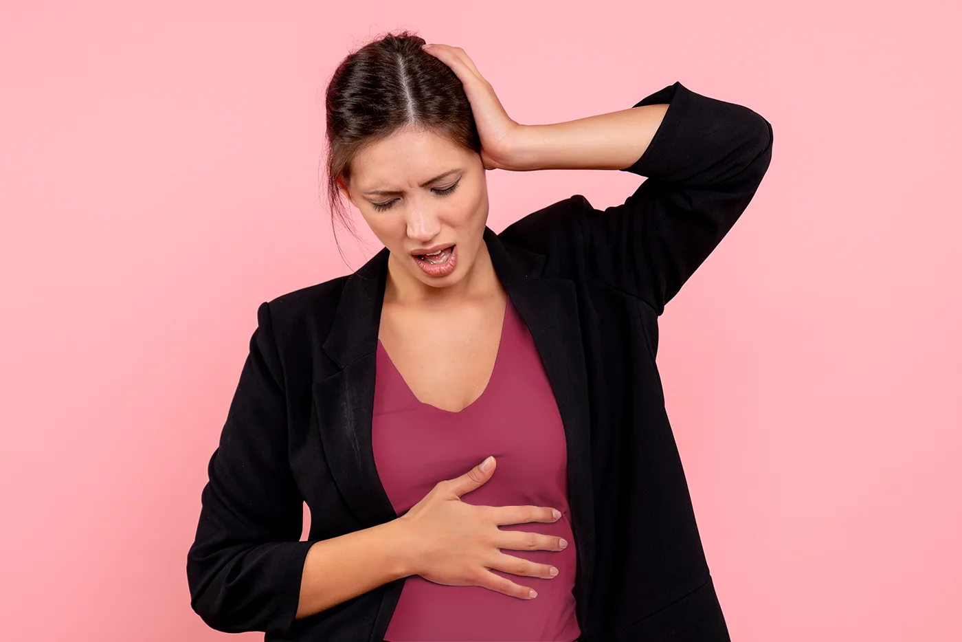 Woman with heart burn